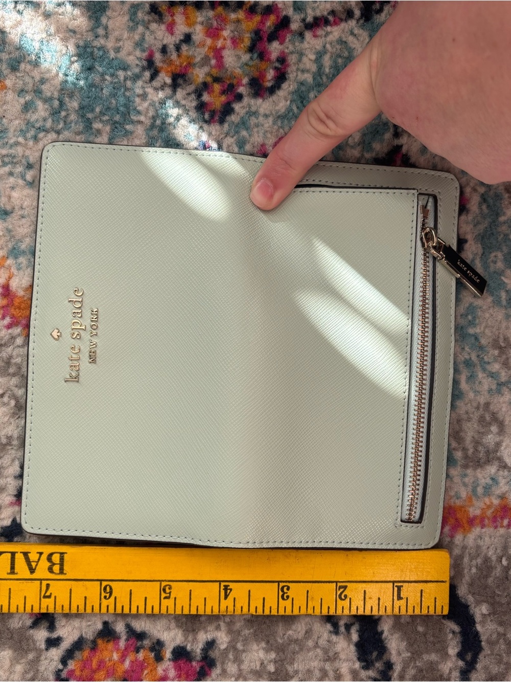 kate spade mint green cardholder with gold logo
